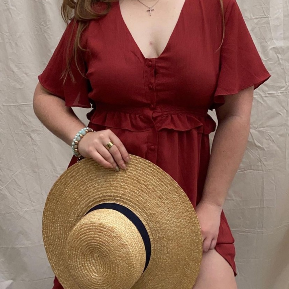 Red boutique button up dress